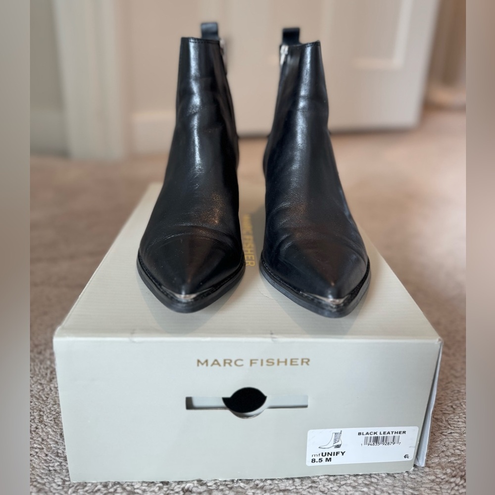 Marc Fisher Sleek Black Leather Boots
